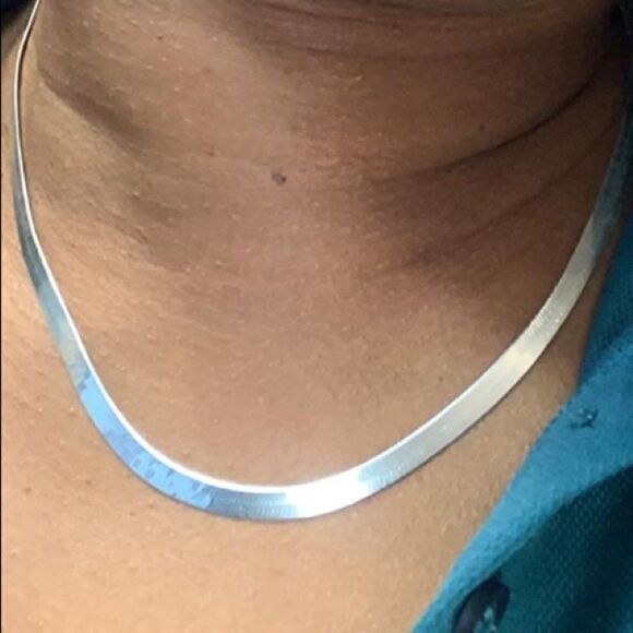 NEW 925 Sterling Silver Herringbone Snake Necklace - Picture 2 of 10